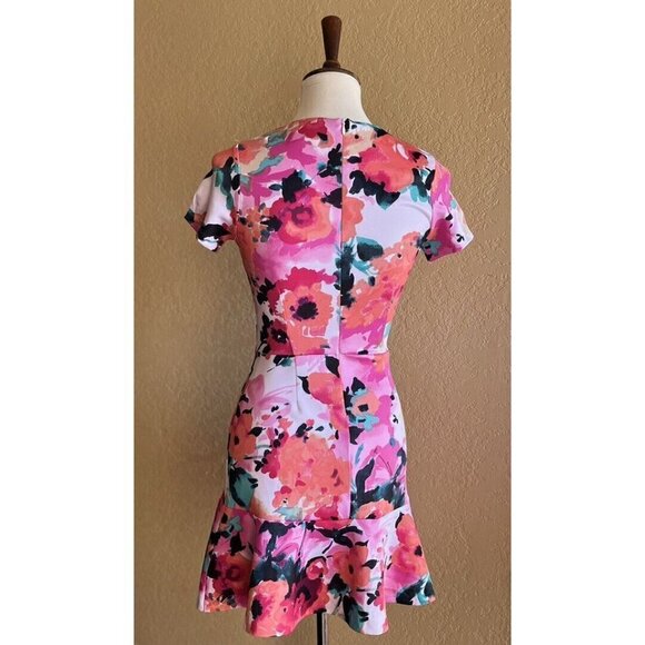Love...ady Pink Floral Short Sleeve Ruffle Sheath Dress Size S NWOT - Picture 11 of 12